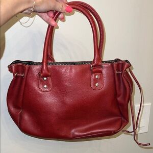 Elegant Red Pleather Handbag